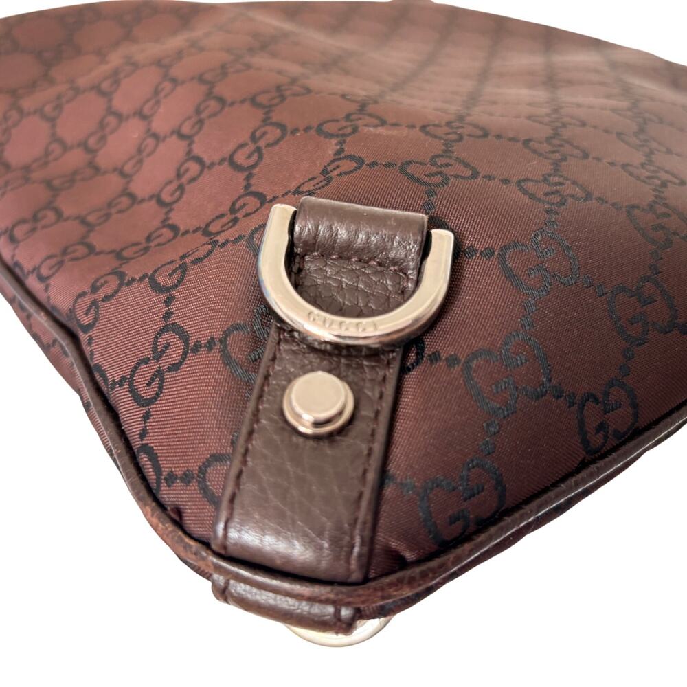 Vintage Gucci Abbey D-Ring Crossbody Hand Shoulder Bag Brown Silver Authentic - Picture 12 of 15